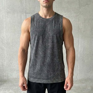 OEM Custom Men's Oversized Mineral Wash <b>Tank</b> <b>Top</b> Heavyweight Blank Muscle Tee Wholesale Blank Heavyweight Gym Singlet - Product Image 2