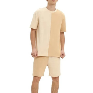Conjunto de Camiseta y Pantalones Cortos de Algodón de Color Personalizado para Hombre, Ropa Casual de Verano, Color Sólido, Tejido Transpirable de Alta Calidad - Product Image 1