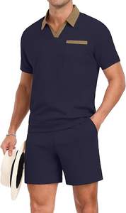 Conjunto Deportivo de Verano para Hombre PrinStory, Camiseta Polo de Punto Waffle y Pantalones Cortos, Conjunto Casual de 2 Piezas con Bolsillos - Product Image 6