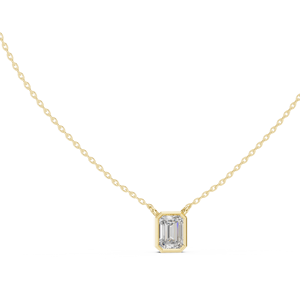 18kt Gold Pendant in Emerald Cut Diamond Lab Grown Diamond Moissanite for Women Wedding Engagement Gifting Daily Office Wear - Product Image 1
