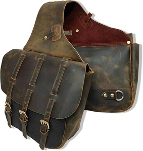 Sacoche de selle en cuir pour cheval avec quincaillerie en laiton et sangles réglables - Product Image 4