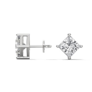 Boucles d'oreilles en Moissanite VVS en gros, classiques, à 4 griffes, taille princesse, en argent sterling 925, plaqué or 10K, certifiées IGI, pour femmes - Product Image 5