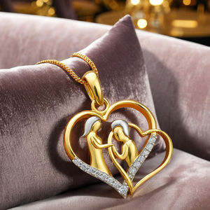 Pendentif en or blanc 14 carats avec diamants de laboratoire, design luxueux de couple s'embrassant, cadeau romantique, bijoux certifiés IGI, SHREERAJ - Product Image 2