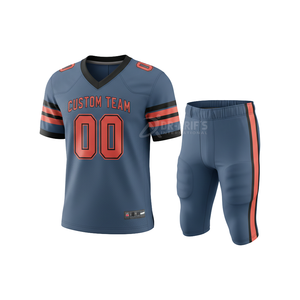 Custom Team American Football Jersey Set Blue <b>Red</b> Sublimated V-Neck Short Sleeve Moisture Wicking Mesh Elastic Waist - Product Image 3