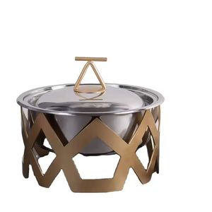 Artisan Silver Casserole Premium Food Warmers Stainless Steel <b>Buffet</b> <b>Server</b> with Interlocking Geometric Circle Base - Product Image 6