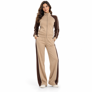 High Quality <b>Women</b> Zipper Tracksuit Custom Sportswear Jacket <b>Jogger</b> Set Soft <b>Fleece</b> Interior Durable Construction OEM - Product Image 1