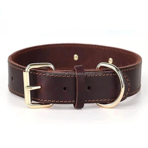 Collar de perro fresco de cuero genuino 100% hecho de collar de Mascota de perro de piel de vaca de capa superior importada en tres colores vibrantes - Product Image 2