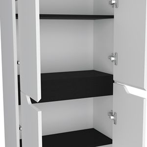 <b>White</b>/Black 67\"H Kitchen <b>Storage</b> <b>Cabinet</b> with Four Doors and Five Interior Shelves - Product Image 6