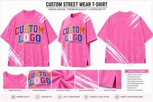 Camiseta Extra Grande con Logotipo Personalizado, Camiseta de Manga Corta para Hombre, Jersey Rosa de Algodón, Ropa Casual Urbana, Estampado Frontal con Letras, Cuello Redondo - Product Image 5