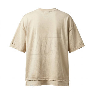 T-shirts délavés effet usé, coupe oversize en coton, style streetwear, hauts décontractés avec motifs graphiques personnalisés et détails délavés et effilochés - Product Image 2