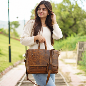 New Design Crunch Leather Messenger Shoulder Bag Multi Uses Hot Sale High Quality Leather Unisex Bags - Product Image 1