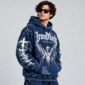 เสื้อฮู้ดดี้ผู้ชายทรงโอเวอร์ไซส์ ยี่ห้อ Iron Mark Industry ผ้าเฟรนช์เทอร์รี่ 330 กรัม ซิปหน้า ล้างสีแบบแอซิดวอช ลายพิมพ์สตรีทแวร์ ผ้าคอตตอนผสมคุณภาพพรีเมียม - Product Image 3