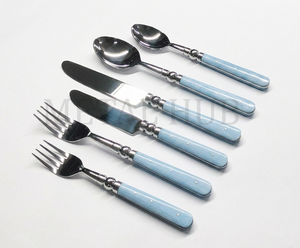 Ensemble de couverts Sky Quartz en acier inoxydable avec manche en résine, service de 6 pièces, finition argent brillant, vaisselle de luxe pour table à manger, cadeau - Product Image 4