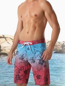 <b>Mens</b> Floral Gradient Board Shorts Quick Dry Drawstring Casual Swim <b>Trunks</b> Mid Waist Polyester Bermuda Shorts - Product Image 6