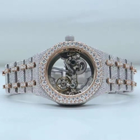Reloj de Lujo Personalizado con Moissanita y Diamantes, Caja Cuadrada de Acero Inoxidable en Oro Blanco de 41 mm, Cronógrafo Analógico con Movimiento de Cuarzo ETA de 20 mm