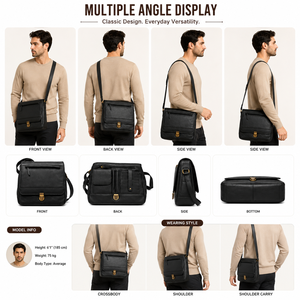 Sac à bandoulière en cuir de qualité supérieure pour homme, sac à bandoulière décontracté avec plusieurs compartiments, sac de voyage et de bureau - Product Image 6