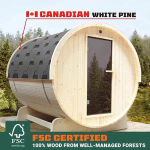 TMG che vive all'aperto tre persone barile di pino Sauna bianca con vetro temperato porta modello TMG-LSN41 - Product Image 3