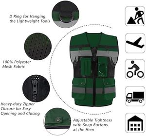 Gilet de sécurité réfléchissant haute visibilité personnalisé, gilet de travail pour la construction et la circulation, gilet de sécurité extérieur réfléchissant conforme aux normes ANSI - Product Image 4
