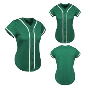 Custom Embroidered Logo <b>Baseball</b> Jersey for Women Grass Green Softball Sportswear Polyester Button Blank Pattern Jersey Shirts - Product Image 1