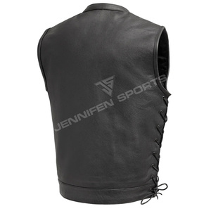 Gilet de motard réversible en cuir noir délavé style Anarchy Outlaw pour homme, sans manches, idéal pour la course moto, les cruisers et les clubs. - Product Image 5