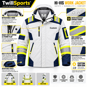 2026New Hi Vis <b>Reflective</b> Safety <b>Jacket</b> Waterproof Windbreaker Outdoor Construction Coat for <b>Men</b> Custom Logo - Product Image 6