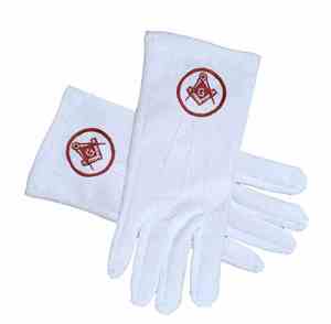 Gants en coton blanc pour francs-maçons, gants de cérémonie maçonniques en cuir blanc avec personnalisation, vente chaude OEM - Product Image 3