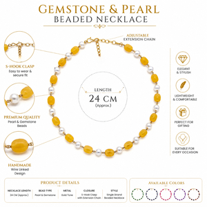Perles jaunes et perles de quartz, chaîne plaquée or réglable faite à la main, fournitures de fabrication de bijoux tendance pour collier DIY - Product Image 3