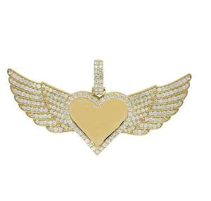 Collar con Colgante de Corazón y Alas de Ángel en Oro Rosa, con Incrustaciones de Moissanita, Plateado en Plata, Estilo Urbano Unisex para Fiestas, Joyería al por Mayor - Product Image 3