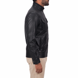 เสื้อแจ็คเก็ตหนังแท้บุฟองน้ำสำหรับผู้ชายแบบสั่งทำ - Product Image 4