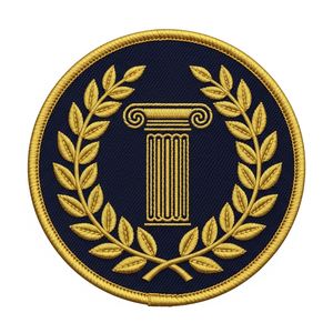 Parche Bordado Personalizado con Emblema de Pilar Masónico y Corona de Laurel, Azul Marino, Redondo, Insignia Fraternal para Blazers y Uniformes - Product Image 2