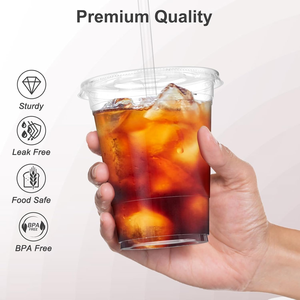Biodegradable Waterproof Eco-Friendly <b>Plastic</b> <b>Cups</b> Lids Bulk Pack Simple Style Custom Disposable for Iced Coffee Cold BPA Free - Product Image 4