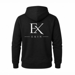 Sweat-shirt à capuche noir pour homme <span class=keywords><strong>EKIN</strong></span>, coupe classique, en molleton, décontracté, avec logo imprimé sur le devant, poche, idéal pour l'automne - Product Image 2