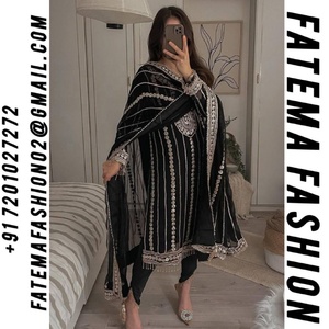 FEMMES FOUX GOARGATE TISSU NOUVEAU DESIGNER PARTY WEAR TOP ET PANTALON PLAZZO AVEC FANTAISIE DUPPATA AVEC BRODERIE PAR FATEMA FASHION - Product Image 2