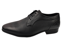 Chaussures habillées Dlords pour hommes en cuir véritable noir, style Derby à lacets, avec logo gravé/embossé, antidérapantes, couleur unie, pour le bureau et la carrière