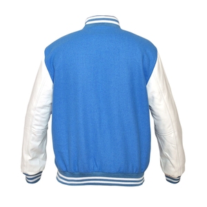 Premium Quality Custom Lettermen Varsity <b>Jackets</b> Navy Blue Wool Body White Leather Sleeves Varsity <b>Jacket</b> - Product Image 5