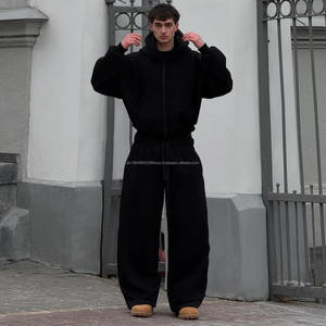 Winter Custom Double Layer Pullover <b>Oversized</b> <b>Mens</b> Balaclava <b>Fleece</b> Heavy Weight Zip up Mask <b>Hoodie</b> Hoodies for Man 100% Cotton - Product Image 3