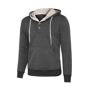 Sudadera con Capucha Gris para Hombre, Corte Regular, Felpa de Algodón, Color Sólido, Cierre de Cremallera, Bolsillo Frontal, para Otoño - Product Image 4