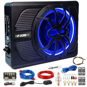 Subwoofer de Audio para Automóvil de 10 Pulgadas, Delgado, 800 W, Amplificador Activo, Luz LED Ambiental Azul, BTUBE UNDR ST 150 LGT Truck - Product Image 1