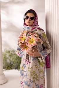 Nouveautés : soldes sur les tenues d'été pakistanaises les plus vendues, robes 3 pièces non cousues, tissu lawn, ensemble été pour femmes. - Product Image 2