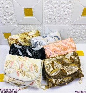 Luxury Handmade Beaded Sequin Evening <b>Clutch</b> Bag for Women | Embroidered Party <b>Wedding</b> Sling Purse with Chain Strap - Product Image 1