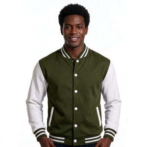 Veste universitaire personnalisée avec lettrage personnalisé pour les marques de production varsity, corps en sergé de coton avec boutons-pression - Product Image 3