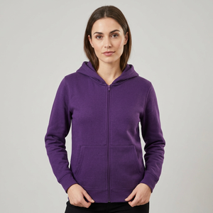 <b>Women's</b> Eco-Friendly 100% Cotton <b>Purple</b> Fleece Hooded <b>Tracksuit</b> 2-Piece Set Full-Length Casual Sportswear Regular Fit Solid - Product Image 5