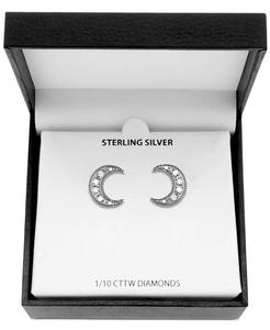 Orecchini a lobo con mezzaluna di diamanti (1/10 ct. T. w.) in argento Sterling | Macacy's - Product Image 3