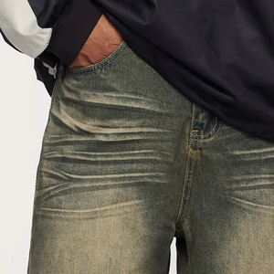 Men's Hip Hop Baggy Straight Jeans High Waist Breathable Loose Fit Denim <b>Pants</b> Summer Winter Streetwear - Product Image 3