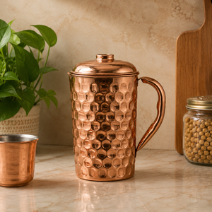 Carafe à eau en laiton massif avec poignée, carafe décorative en métal gravée à la main pour la maison, la salle à manger, l'hôtel, le restaurant - Product Image 4
