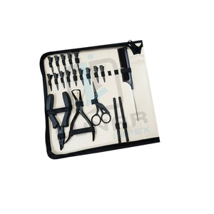 ชุดอุปกรณ์ต่อผมสแตนเลสสีดำ รุ่น Black Mate เหมาะสำหรับต่อผมแบบ Weft  พร้อมกระเป๋าหนัง PVC ซิป  สามารถสกรีนโลโก้ได้ - Product Image 5