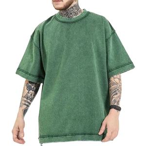 Nouveauté T-shirt délavé à l'acide pour homme 100% coton Col rond Épaules tombantes T-shirt uni lourd Exportation du Pakistan - Product Image 1