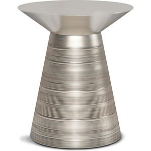 Taburete lateral de metal de alta calidad con detalles en plata antigua, mesa auxiliar y mesita de noche para la sala de estar y el dormitorio al mejor precio. - Product Image 1