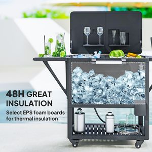 Grande glacière roulante noire de 104 litres avec ouvre-bouteille, étagères et roues pour patio - Product Image 5