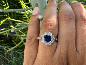 Vintage Flower Shape Sapphire Engagement <b>Ring</b> 925 Silver Plated 18K Gold Plated <b>Emerald</b> Cut Natural Stone Women's Jewelry - Product Image 3
